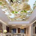 Custom Architectural 3D White Floral Ceiling Fresco – Non-Woven Wall & Ceiling Mural for Hotels & Residences