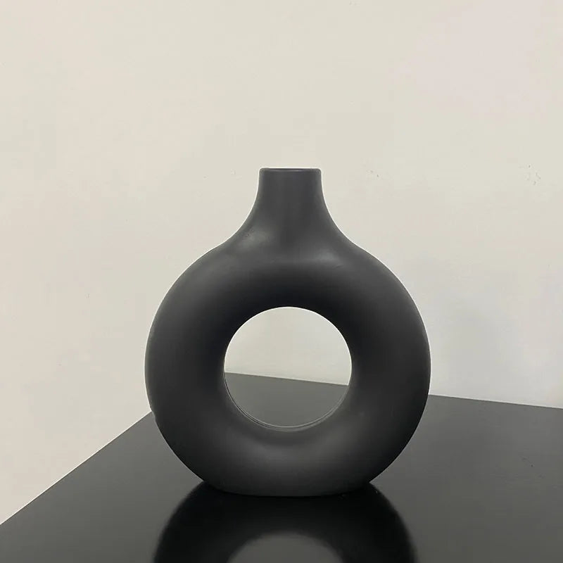 Simple Plastic Vase Donut Shape Single Flower Pot