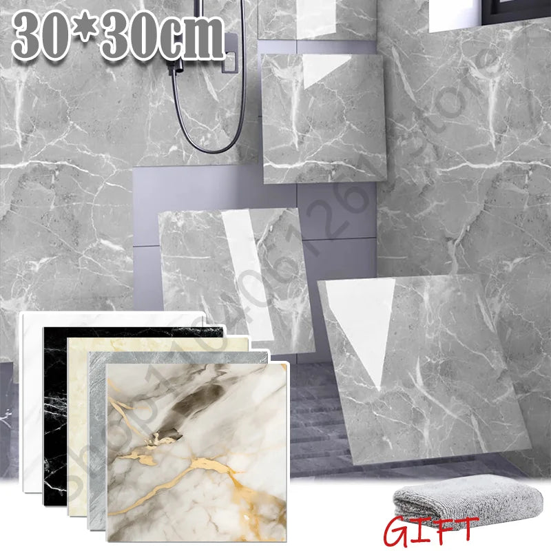 Premium Waterproof PVC Marble Tile Stickers – Self-Adhesive Wall & Floor Decals (10–50 Pack)