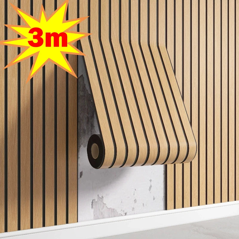 3D Slat Grille Peel-and-Stick Wall Panels – Thickened, Waterproof Self-Adhesive Wallpaper (3M)
