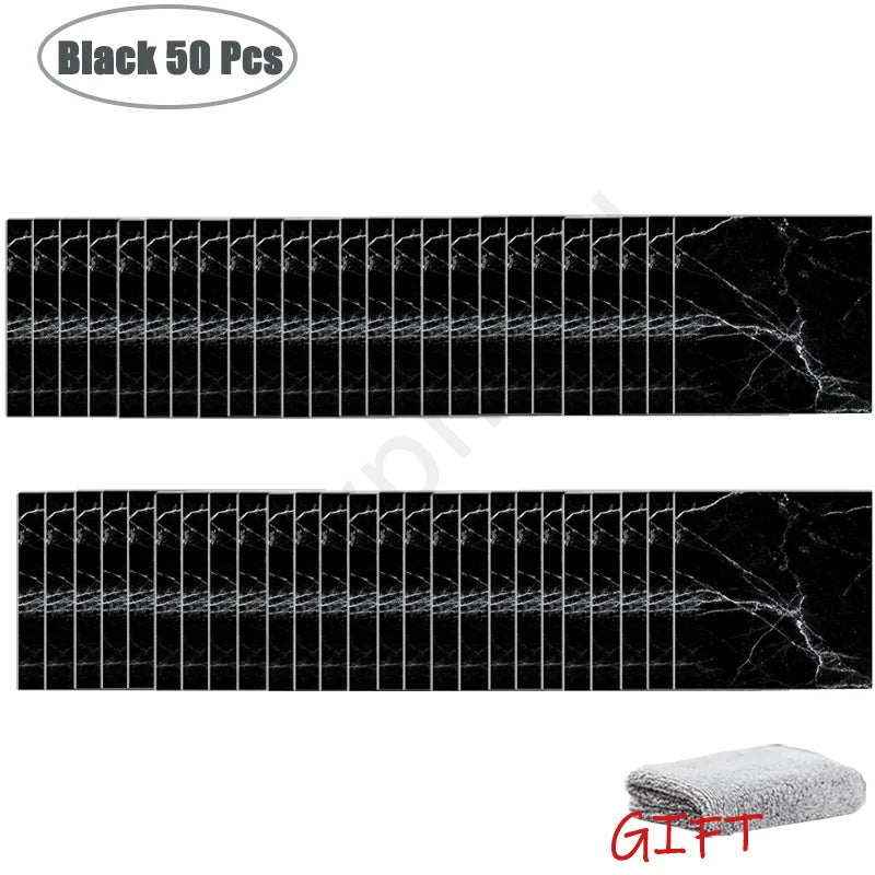 Premium Waterproof PVC Marble Tile Stickers – Self-Adhesive Wall & Floor Decals (10–50 Pack)