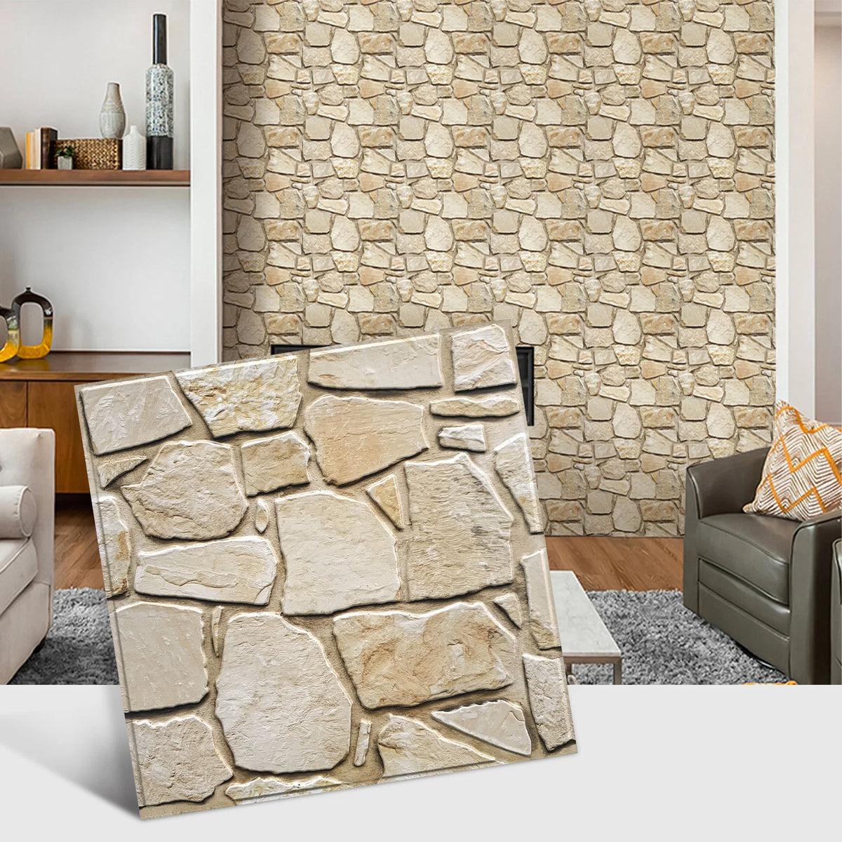 Waterproof 3D Matte Stone Wall Stickers