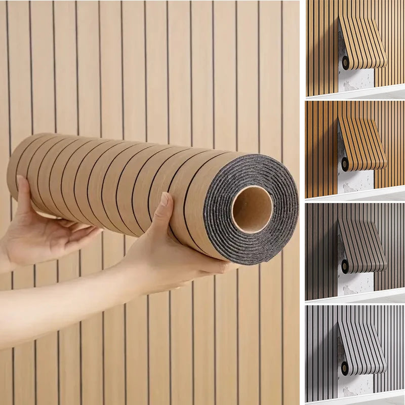 3D Slat Grille Peel-and-Stick Wall Panels – Thickened, Waterproof Self-Adhesive Wallpaper (3M)