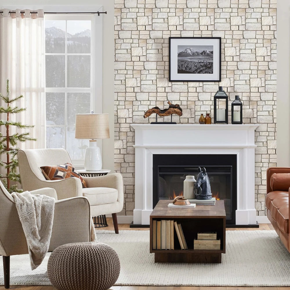 Waterproof 3D Matte Stone Wall Stickers