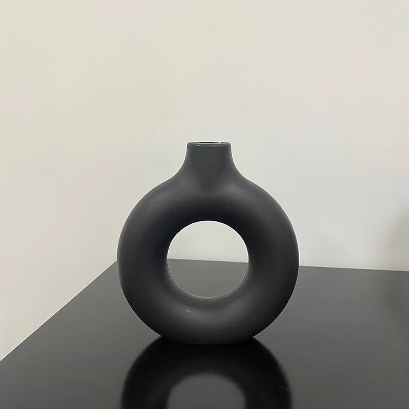 Simple Plastic Vase Donut Shape Single Flower Pot