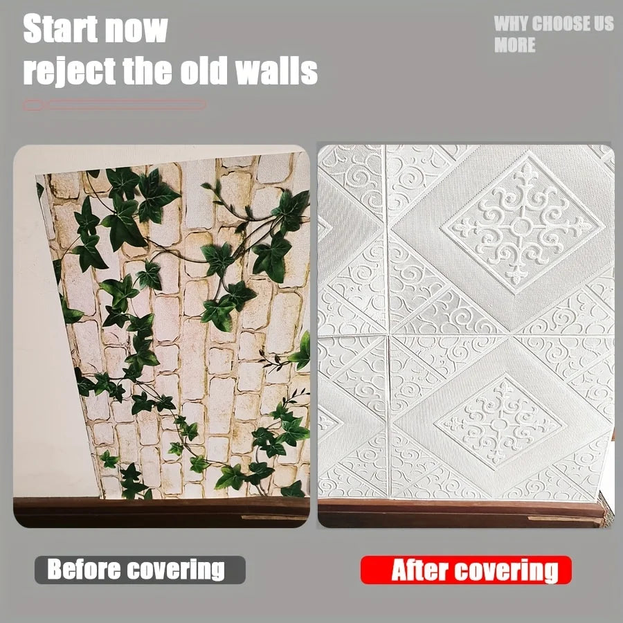 ApexDecor™ 3D Self-Adhesive Foam Ceiling Tiles (20 Pcs)