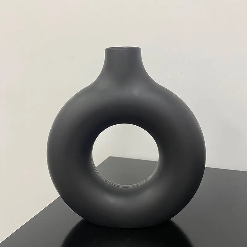 Simple Plastic Vase Donut Shape Single Flower Pot