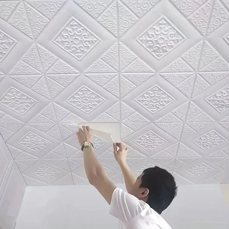 ApexDecor™ 3D Self-Adhesive Foam Ceiling Tiles (20 Pcs)