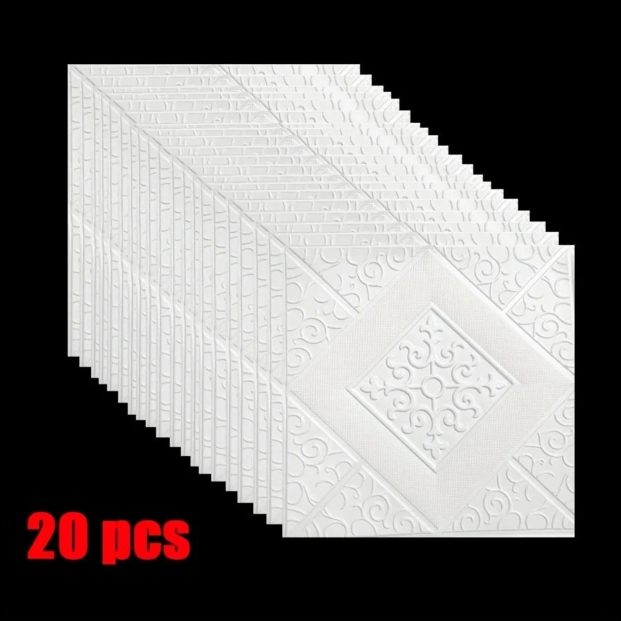 ApexDecor™ 3D Self-Adhesive Foam Ceiling Tiles (20 Pcs)