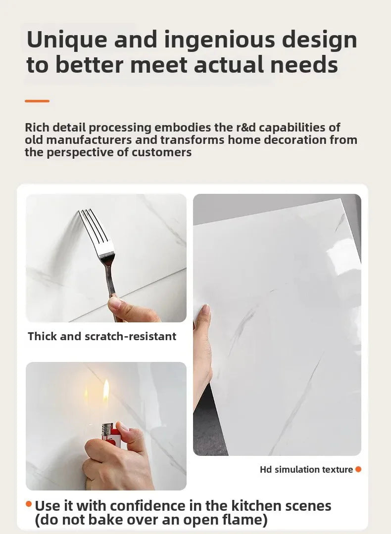 Premium Waterproof PVC Marble Tile Stickers – Self-Adhesive Wall & Floor Decals (10–50 Pack)