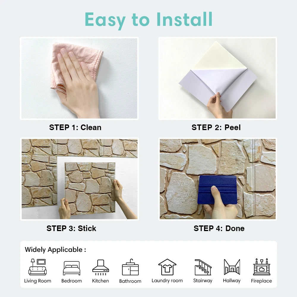 Waterproof 3D Matte Stone Wall Stickers