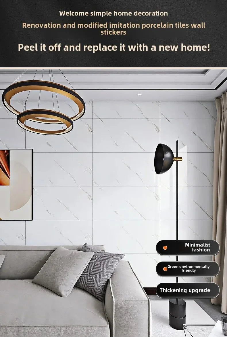 Premium Waterproof PVC Marble Tile Stickers – Self-Adhesive Wall & Floor Decals (10–50 Pack)