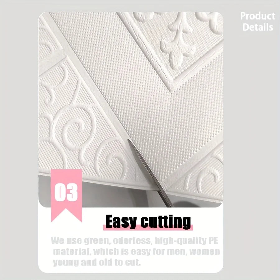 ApexDecor™ 3D Self-Adhesive Foam Ceiling Tiles (20 Pcs)