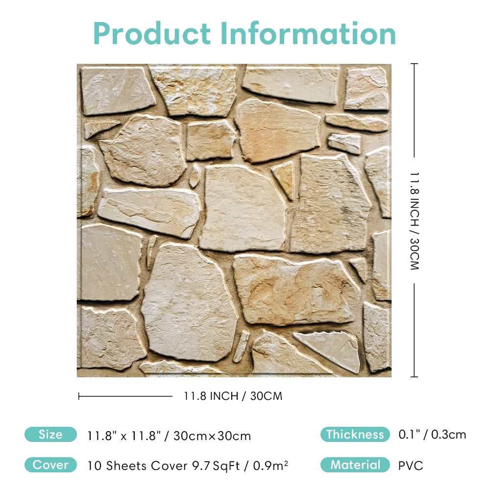 Waterproof 3D Matte Stone Wall Stickers